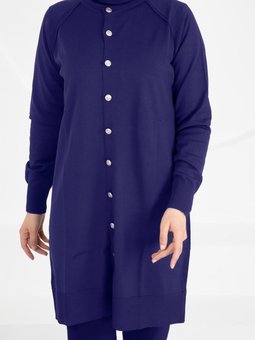 Merserize Triko Hırka Orta Boy H 300 İndigo