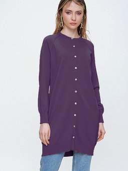 Merserize Triko Hırka Orta Boy H 300 Mürdüm