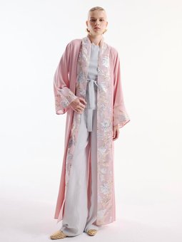 Brokar Garnili Abaya Pudra & Şal