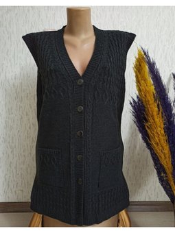 Düğmeli Cepli Kışlık Yün Anne Yeleği