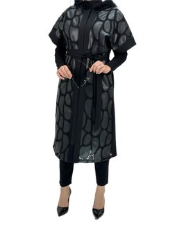 Kapüşonlu Deri Yelek Siyah Otw1108