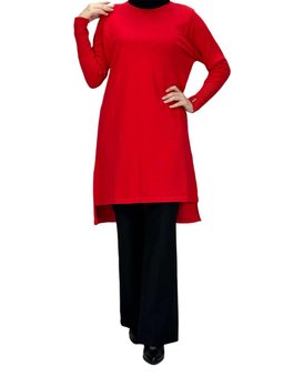 Merserize Triko Tunik Kırmızı Otw121