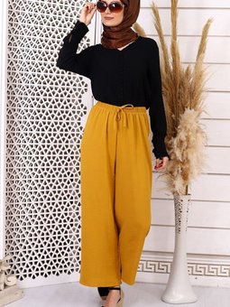 Hardal Beli Lastikli Salaş Pantolon 1693722