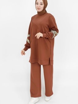 Scuba Kumaş Pul Detaylı Sweatshirt