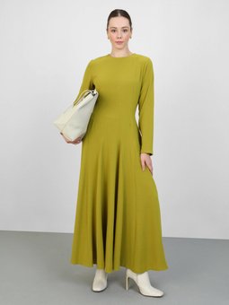 Aerobin Belden Oturmalı Yağ Yeşili Elbise