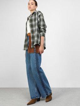 Ekose Detaylı Haki Ekoseli Ceket