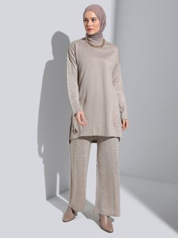 Tunik & Pantolon İkili Triko Takım Koyu Vizon