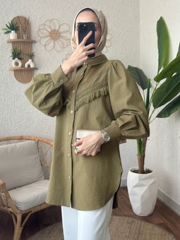 2189 Dantel Detaylı Gömlek Haki