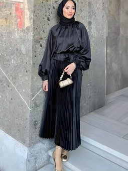 5005 Pliseli Etek Siyah