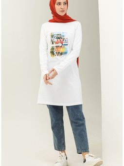 Baskılı Tunik 6022 03 Beyaz