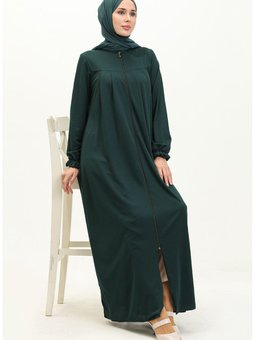 Robalı Fermuarlı Ferace 0702 01 Zümrüt Yeşili