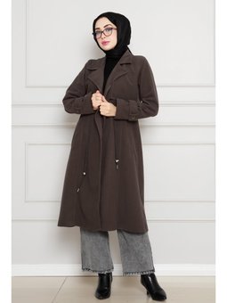 Cepken Detaylı Beli Tünelli Kaşe Kahverengi Kap