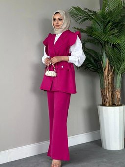 Hürrem Yelekli Takım Fuşya