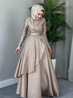 Sıla Abiye Elbise Bej