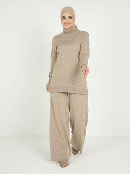 Esnek Triko Pantolon Vizon