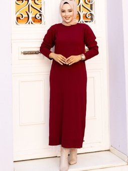 Bisiklet Yaka Triko Elbise Tsd240720 Bordo