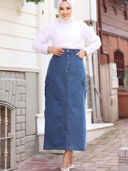 Kargo Cepli Kot Etek Tsd240321