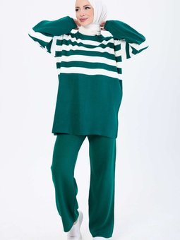 Düz Orta Yeşil Tunik Pantolon 21119