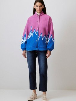 Desenli Peluş Ceket