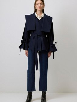 Kolu Büzgülü Kısa Trençkot