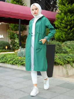 Trençkot Zümrüt Yeşili Zenane