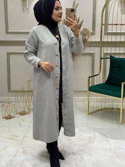 Gri Düğmeli Triko Hırka 4975