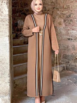 Taba Çizgili Triko Hırka 22102