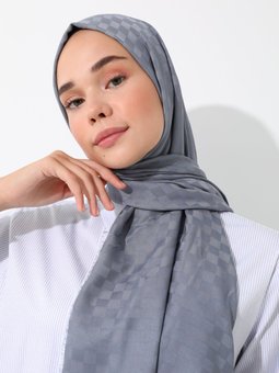 Diamond Küçük Dama Desen Gri Şal