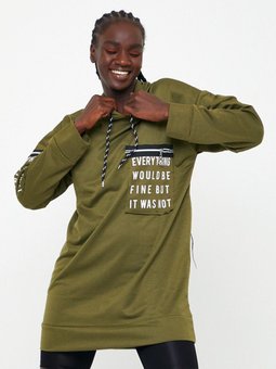 Haki Kapüşonlu Cep Detay Sweatshirt