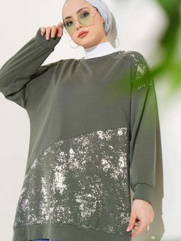 Haki Varak Detaylı Tunik