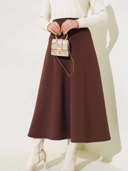 Kahverengi Scuba Uzun Etek