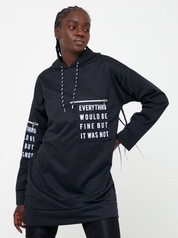 Siyah Kapüşonlu Cep Detay Sweatshirt