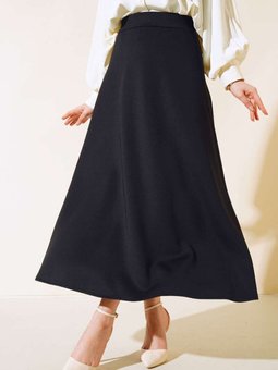 Siyah Scuba Uzun Etek