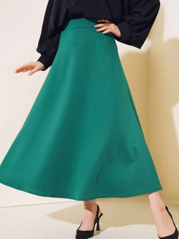 Yeşil Scuba Uzun Etek