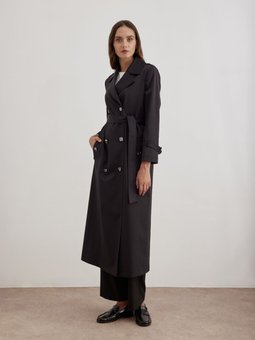 7648111 İşleme Detaylı Kruvaze Kapama Trençkot