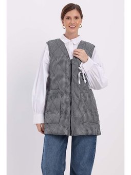 Çift Taraflı Kapitone Yelek Siyah Beyaz