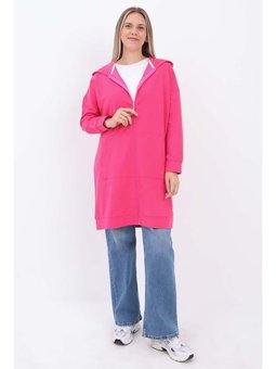 Fermuarlı Sweat Hırka Fuşya