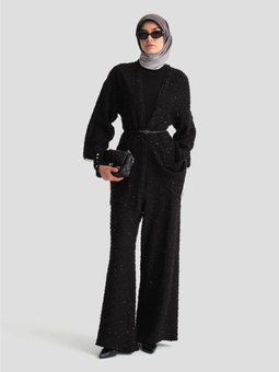 Pırıltılı Kumaş Takım 24k6905 Siyah