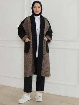 Armine Trend Yanları Cepli Örgü Desenli Giy Çık Siyah 24kt554