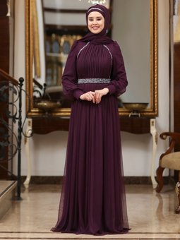Mor Abiye Elbise