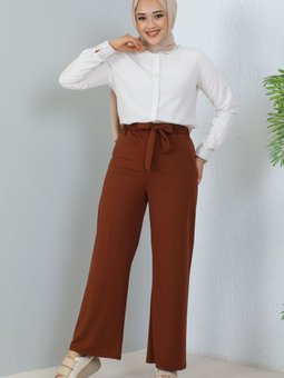 204 Kuşakli Pantolon Kahverengi