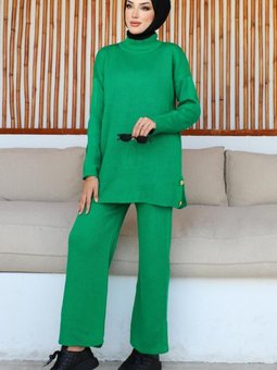 23007 Fitilli Düğmeli Takım Yeşil