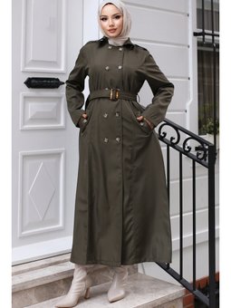 Kuşaklı Haki Trençkot