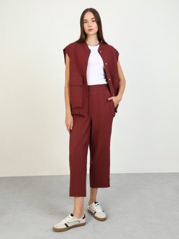 Keten Bomber Yelek Kahverengi