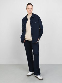 Yumuşak Dokulu Cepli Çıtçıtlı Lacivert Takım