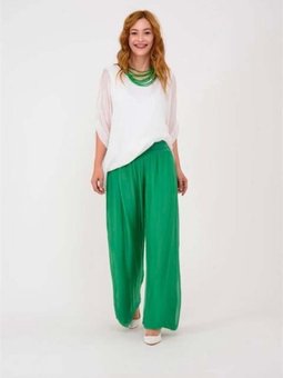 Yeşil Italyan Korse Belli Astarlı İpek Pantolon