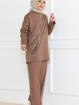 Brc2412 Kahve Taş Detaylı Takım