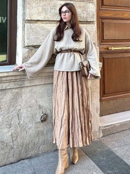 Kraşlı Bohem Sütllü Kahve Etek