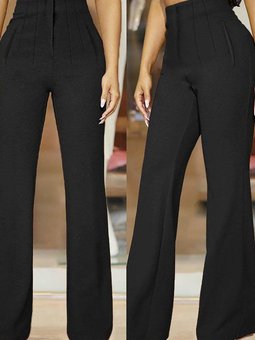 Siyah Yüksek Bel Paçaya Doğru Genişleyen İthal Krep Pantolon