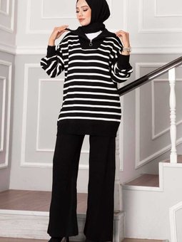 Kamyoncu Yaka Fermuarlı Triko Takım